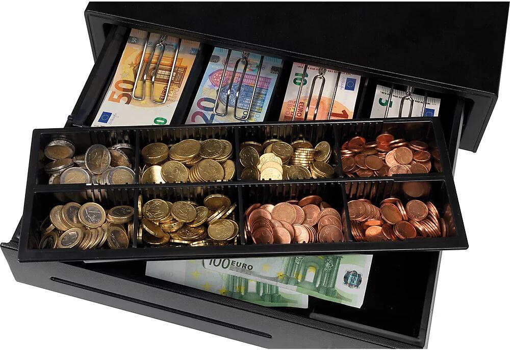 Safescan Caja de efectivo, Standard 4141, 8 compartimentos para monedas / 4 compartimentos para billetes