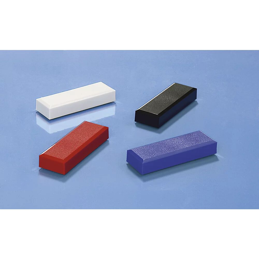 MAUL Imanes rectangulares, UE 60 unidades, L x A 53 x 18 mm, fuerza de adherencia 1 kg, de varios colores: blanco, rojo, azul, negro