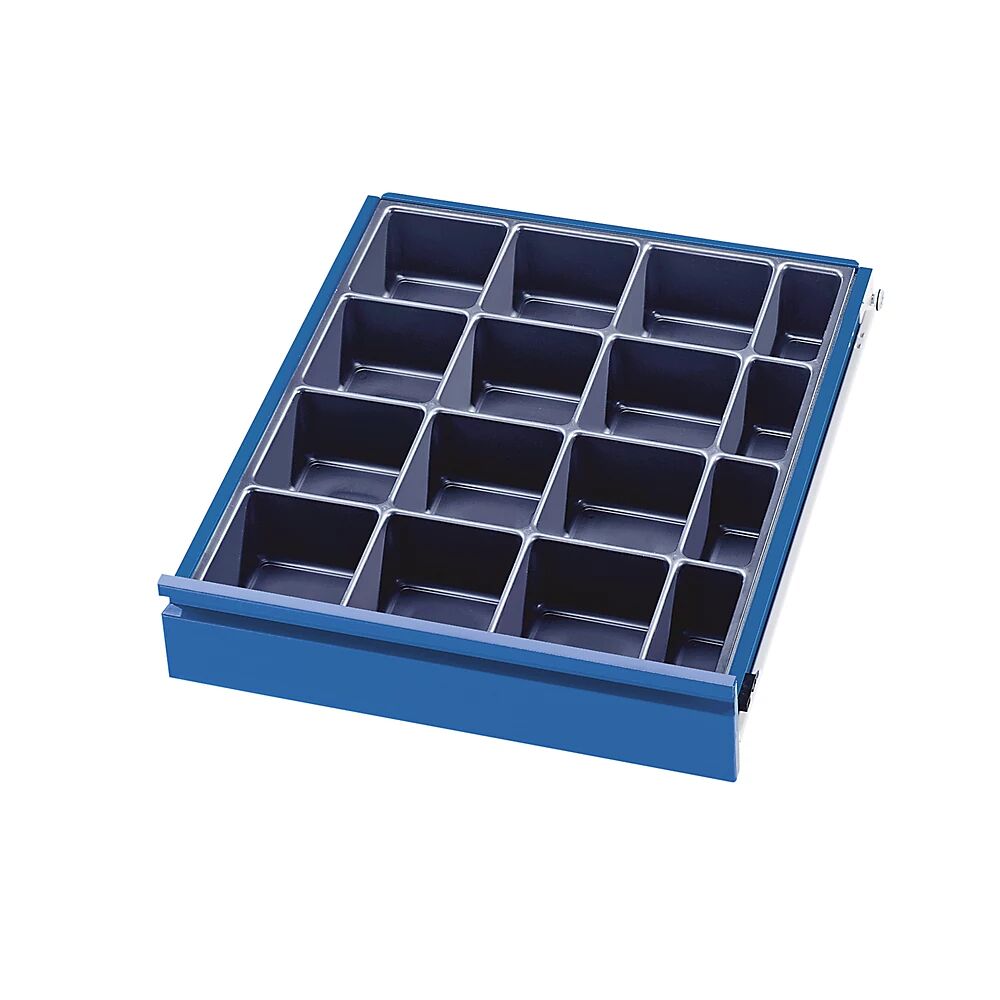 RAU Juego de separadores de cajones, 1 caja interior para piezas pequeñas con 16 compartimentos, para alturas de cajones 60 + 90 mm