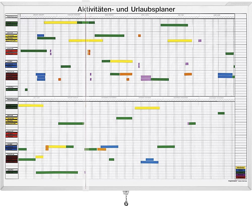 magnetoplan Juego de planificador anual, semana de 7 días, para 30 empleados