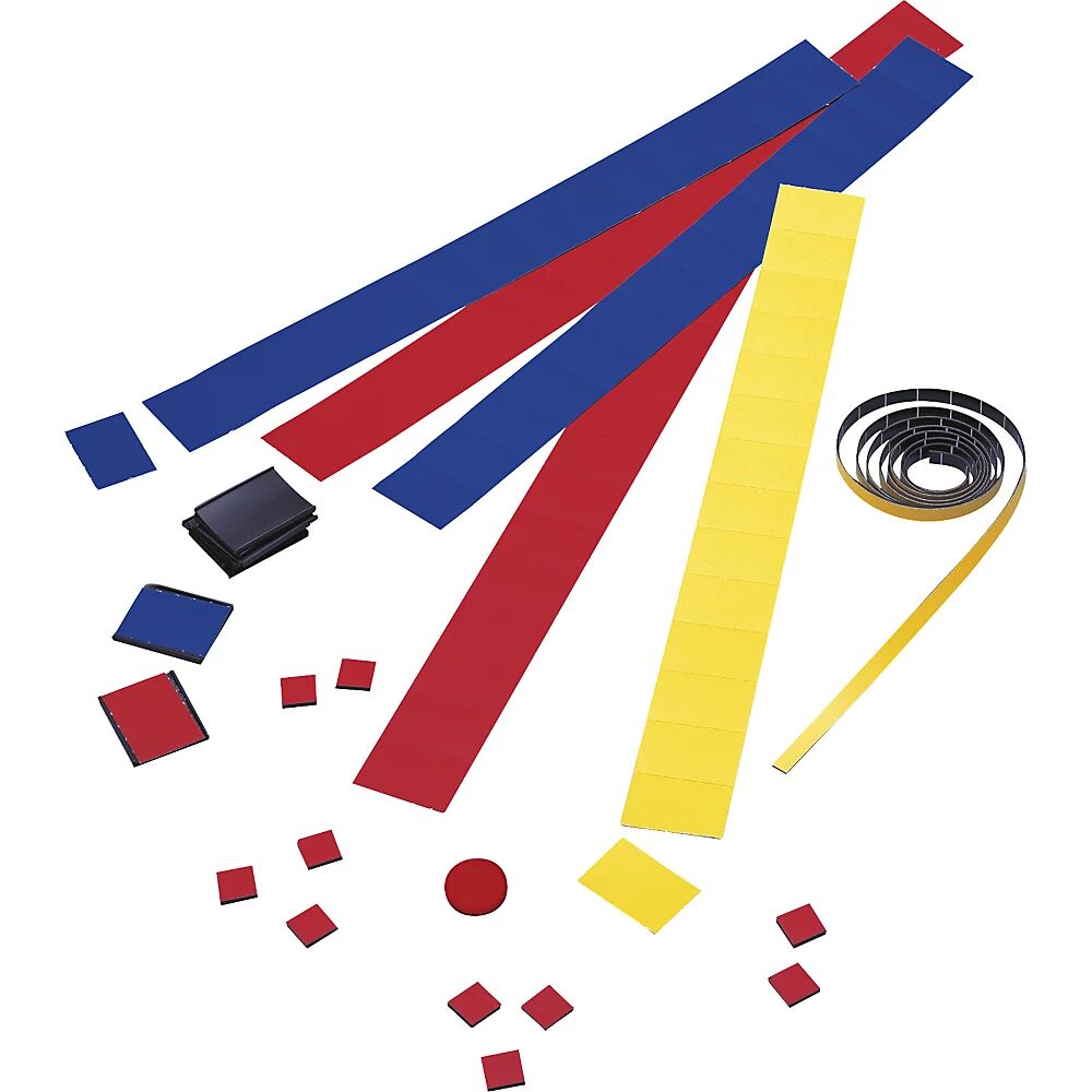 magnetoplan Juego de accesorios, para planificador anual, cinta magnética, soportes de etiquetas en U, etiquetas, imanes