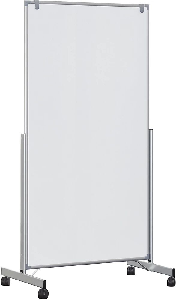 MAUL Panel rotulable pro easy2move, móvil, H x P 1965 x 640 mm, aluminio blanco, H x A del panel 1800 x 1000 mm