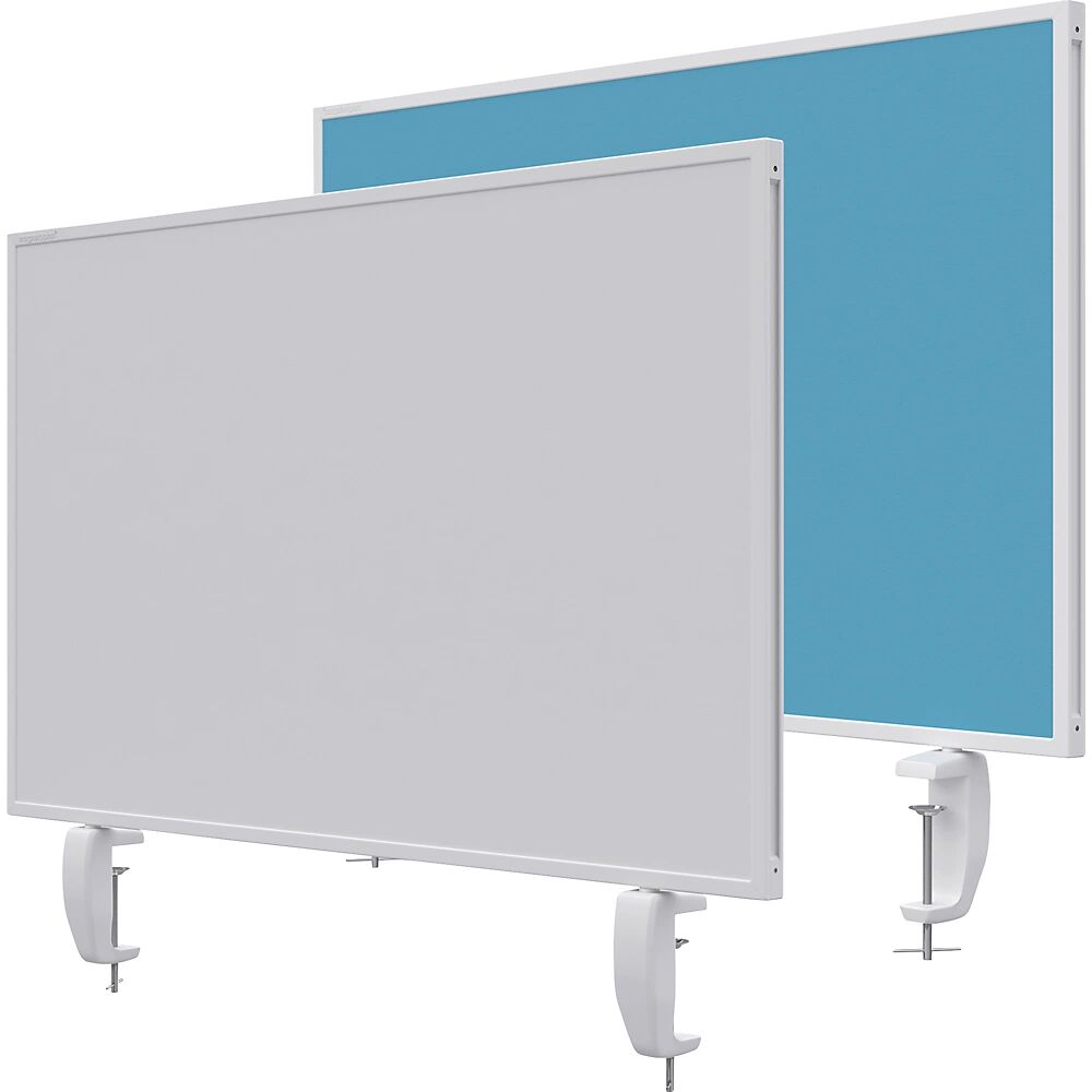 magnetoplan Pared separadora de sobremesa VarioPin, pizarra blanca/fieltro, anchura 800 mm, turquesa