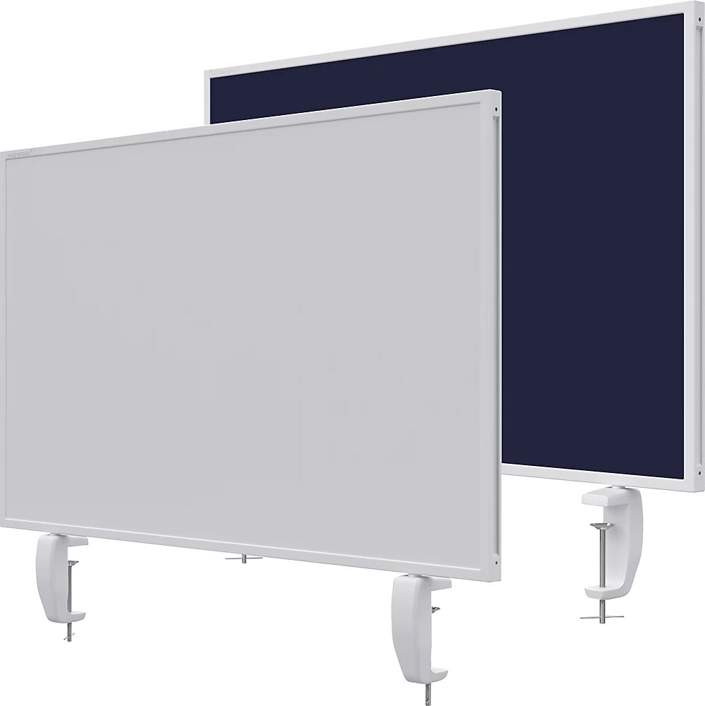 magnetoplan Pared separadora de sobremesa VarioPin, pizarra blanca/fieltro, anchura 800 mm, azul oscuro