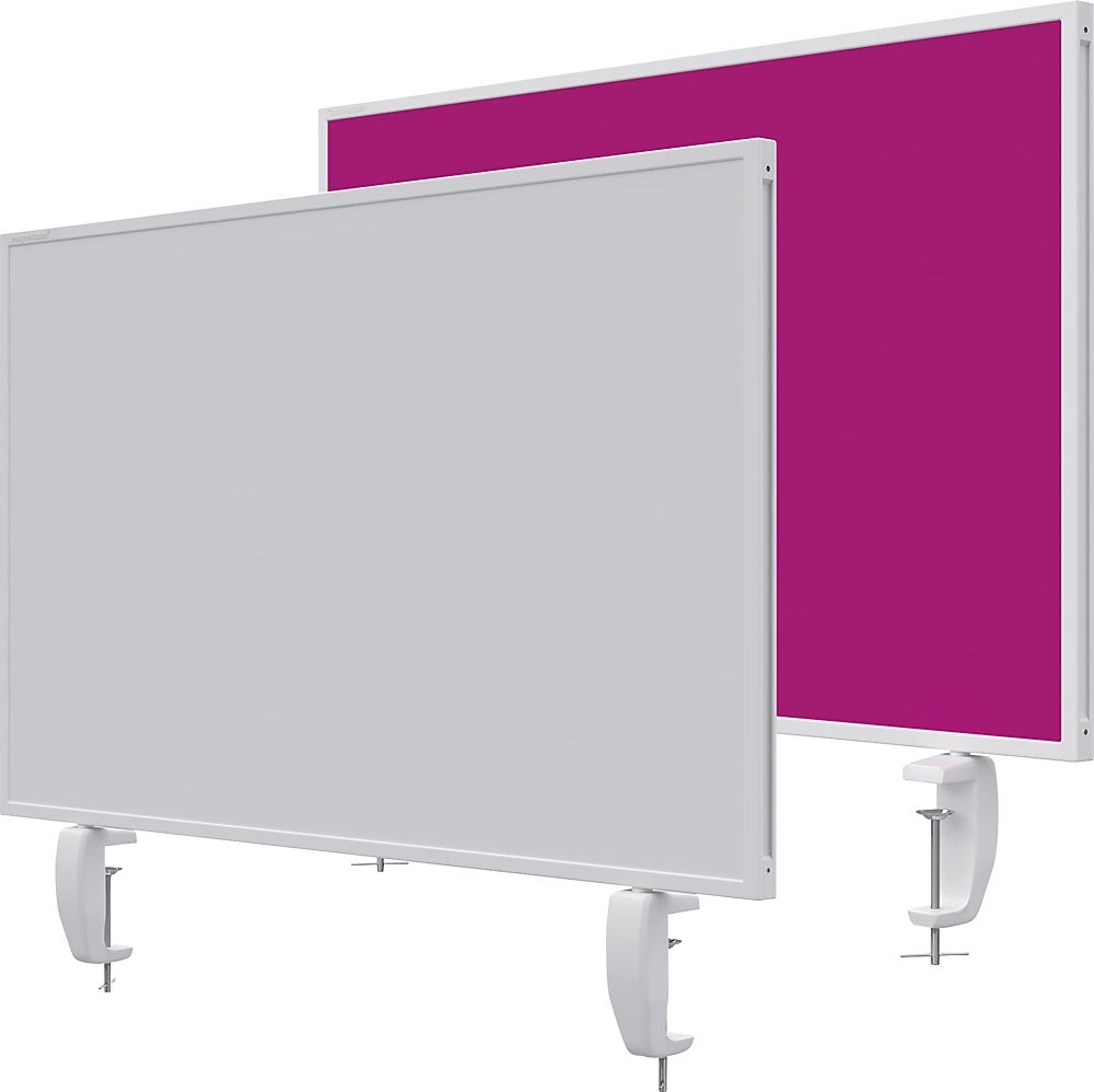 magnetoplan Pared separadora de sobremesa VarioPin, pizarra blanca/fieltro, anchura 800 mm, rosa