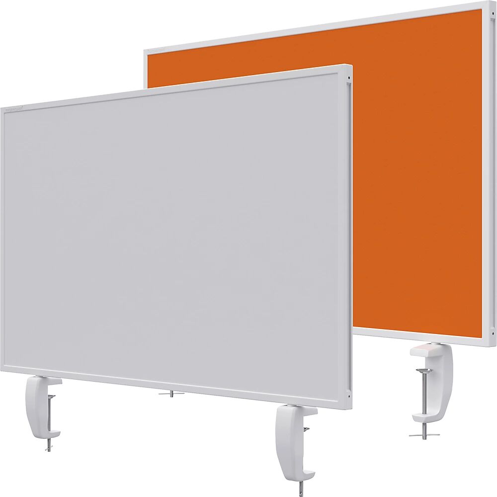 magnetoplan Pared separadora de sobremesa VarioPin, pizarra blanca/fieltro, anchura 800 mm, naranja