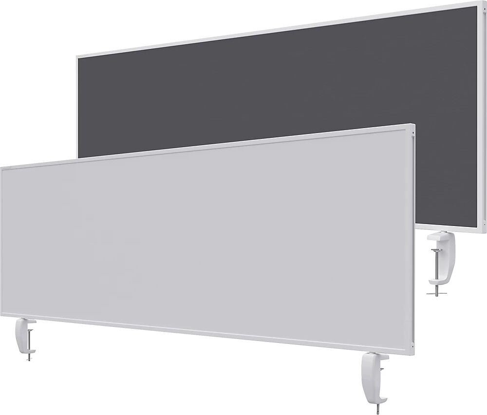 magnetoplan Pared separadora de sobremesa VarioPin, pizarra blanca/fieltro, anchura 1600 mm, gris