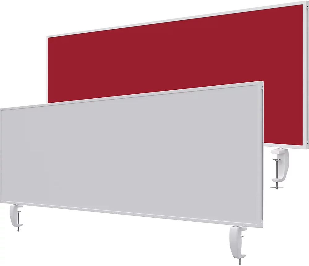 magnetoplan Pared separadora de sobremesa VarioPin, pizarra blanca/fieltro, anchura 1600 mm, rojo