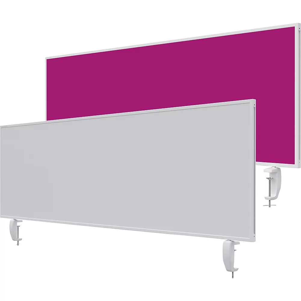 magnetoplan Pared separadora de sobremesa VarioPin, pizarra blanca/fieltro, anchura 1600 mm, rosa