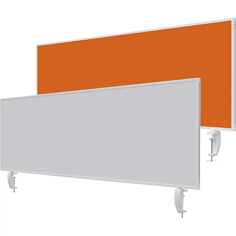 magnetoplan Pared separadora de sobremesa VarioPin, pizarra blanca/fieltro, anchura 1600 mm, naranja