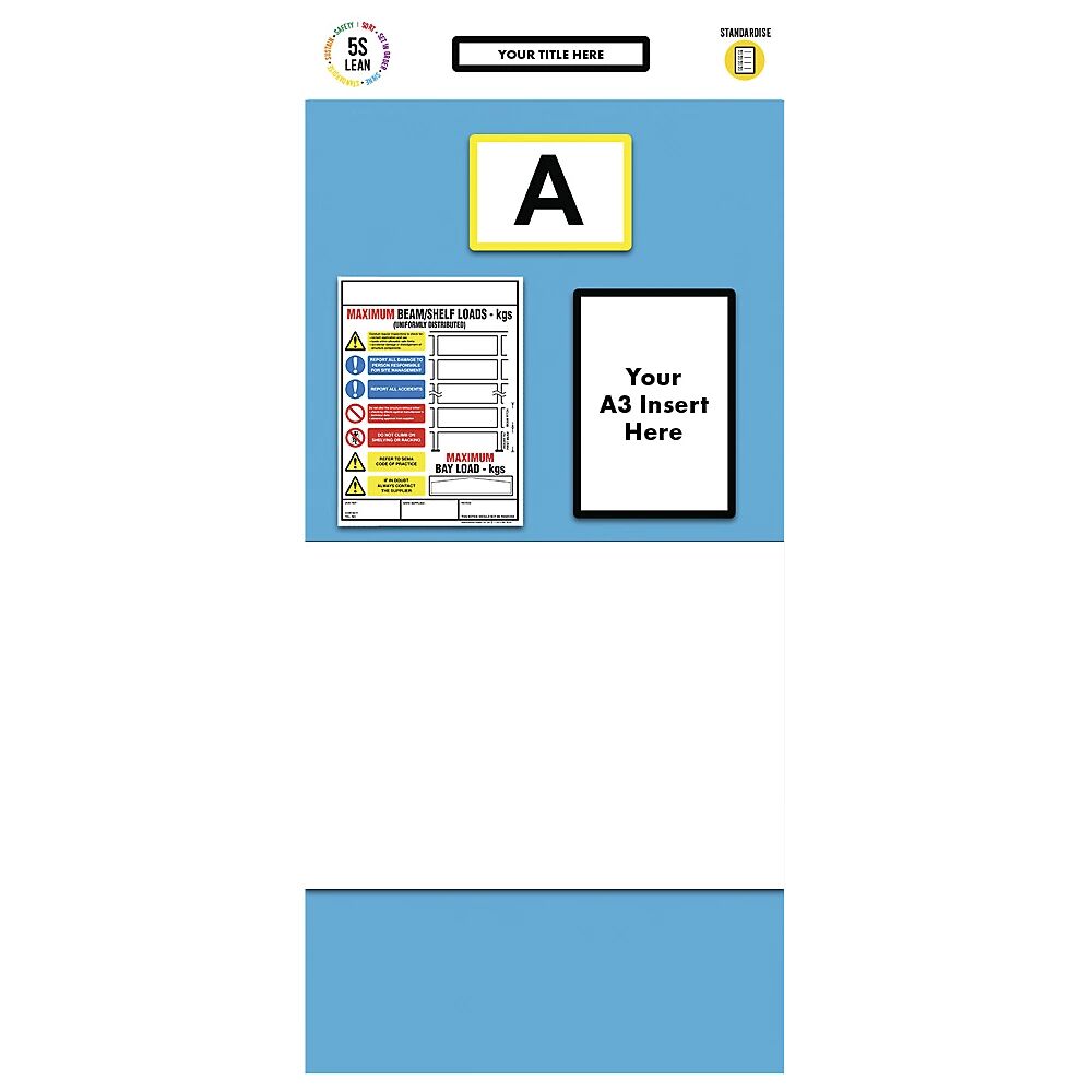 kaiserkraft Cartel informativo para etiquetado individual de estanterías, pizarra blanca, H x A 2000 x 900 mm, azul
