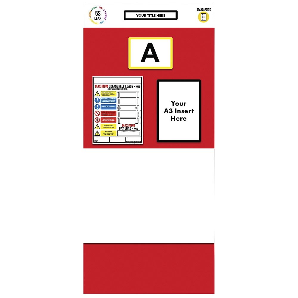 kaiserkraft Cartel informativo para etiquetado individual de estanterías, pizarra blanca, H x A 2000 x 900 mm, rojo