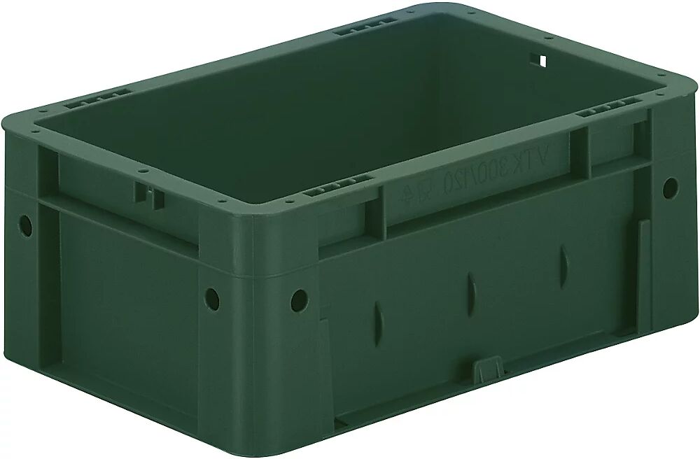 kaiserkraft Euro-recipiente para cargas pesadas, polipropileno, capacidad 4,1 l, L x A x H 300 x 200 x 120 mm, paredes cerradas, fondo cerrado, verde, UE 8 unidades