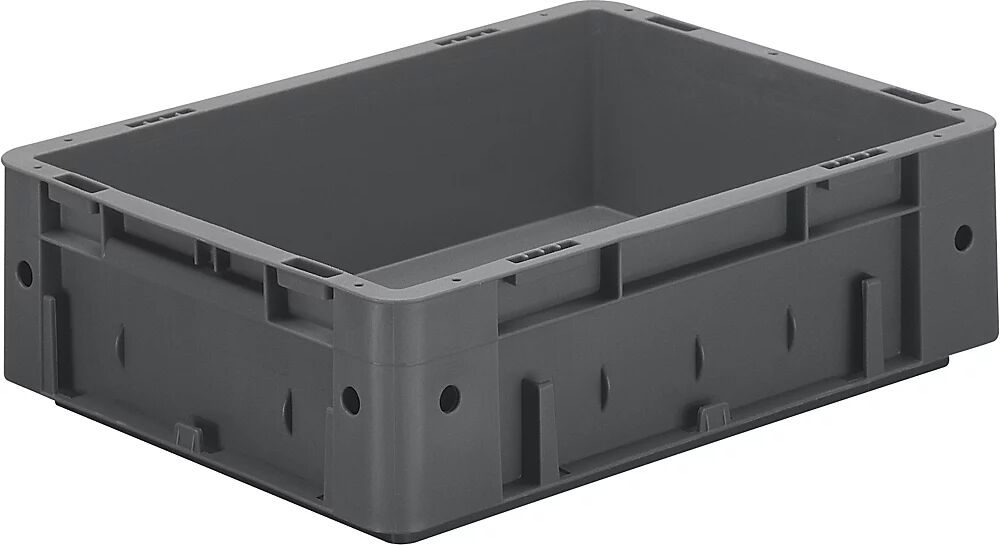 kaiserkraft Euro-recipiente para cargas pesadas, polipropileno, capacidad 9,2 l, L x A x H 400 x 300 x 120 mm, paredes cerradas, fondo cerrado, gris, UE 4 unidades