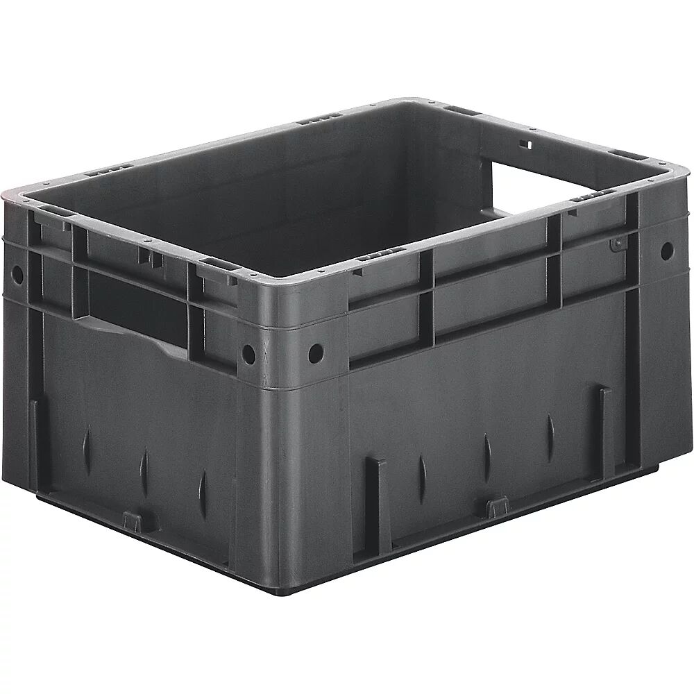 kaiserkraft Euro-recipiente para cargas pesadas, polipropileno, capacidad 17,5 l, L x A x H 400 x 300 x 210 mm, paredes cerradas, fondo cerrado, gris, UE 4 unidades