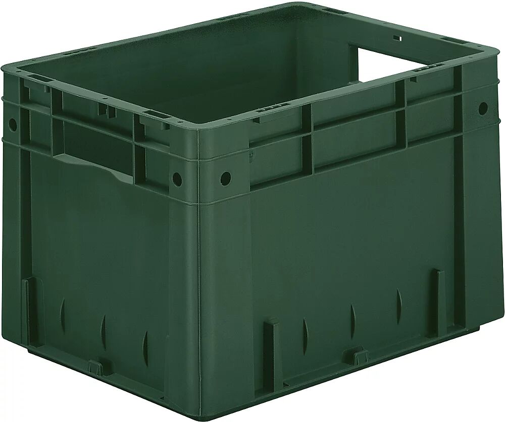 kaiserkraft Euro-recipiente para cargas pesadas, polipropileno, capacidad 23,3 l, L x A x H 400 x 300 x 270 mm, paredes cerradas, fondo cerrado, verde, UE 4 unidades