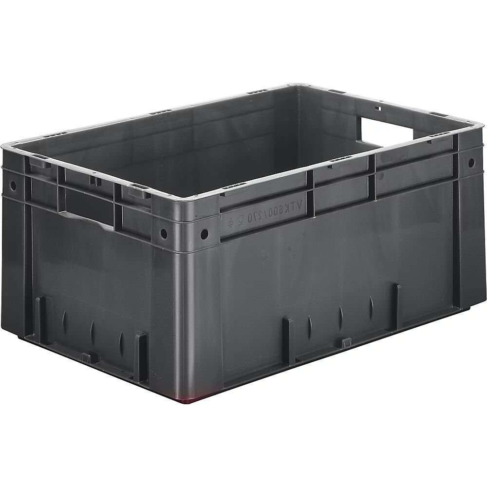 kaiserkraft Euro-recipiente para cargas pesadas, polipropileno, capacidad 50 l, L x A x H 600 x 400 x 270 mm, paredes cerradas, fondo cerrado, gris, UE 2 unidades