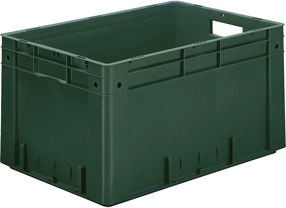 kaiserkraft Euro-recipiente para cargas pesadas, polipropileno, capacidad 60 l, L x A x H 600 x 400 x 320 mm, paredes cerradas, fondo cerrado, verde, UE 2 unidades