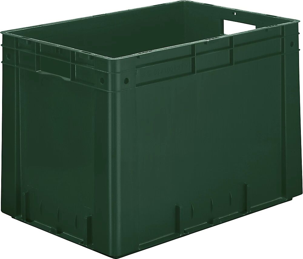 kaiserkraft Euro-recipiente para cargas pesadas, polipropileno, capacidad 80 l, L x A x H 600 x 400 x 420 mm, paredes cerradas, fondo cerrado, verde, UE 2 unidades