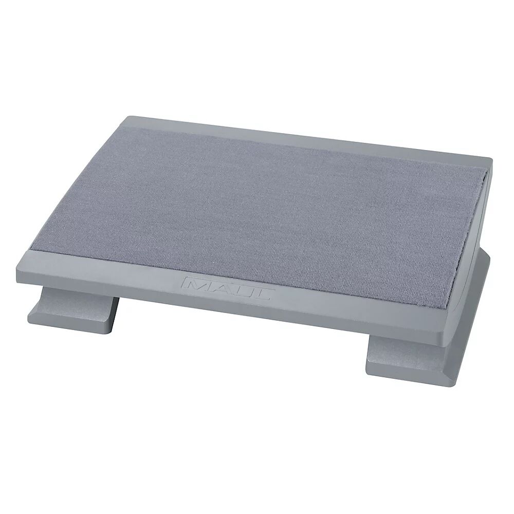 MAUL Reposapiés, ergonómico, superficie de apoyo A x P 450 x 390 mm, con revestimiento de alfombra, gris