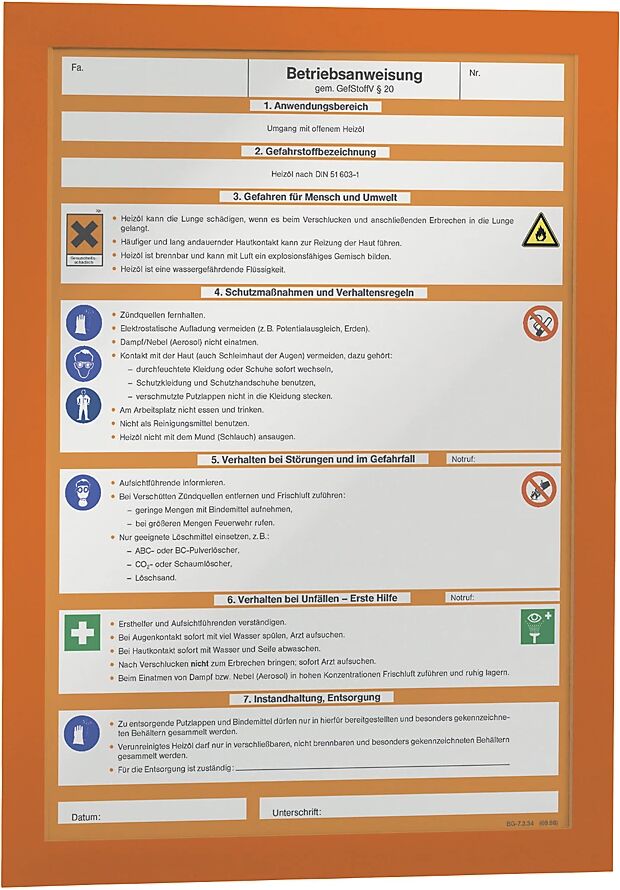 DURABLE Marco informativo DURAFRAME®, autoadhesivo, magnético, para DIN A4, marco naranja, UE 10 unid.