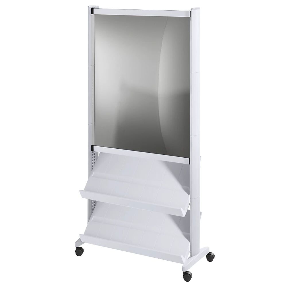 kaiserkraft Expositor de folletos de poliestireno, para 6 x DIN A4, aluminio blanco / aluminio blanco