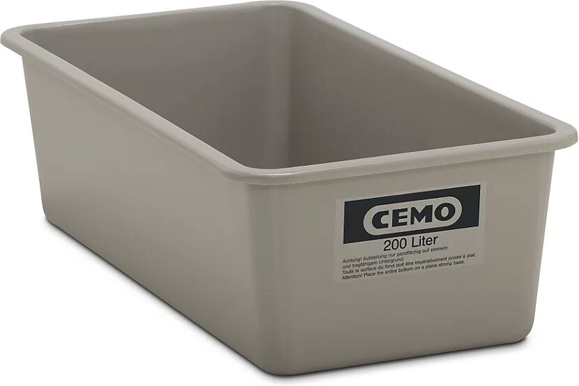 CEMO Recipiente grande de PFV, capacidad 200 l, L x A x H 1218 x 620 x 358 mm, gris