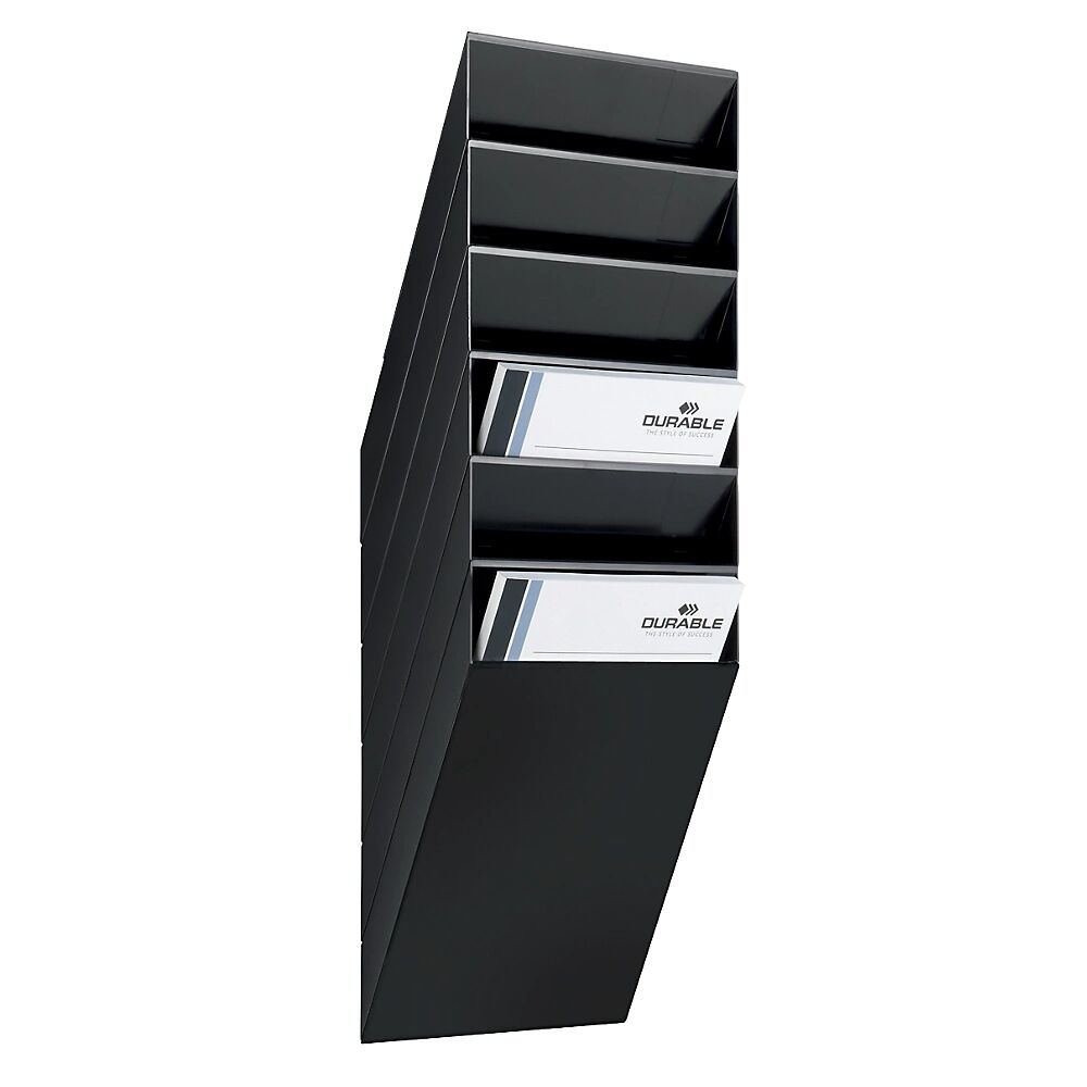 DURABLE Dispensador mural de folletos, formato vertical, 6 x DIN A4, UE 2 unid., negro