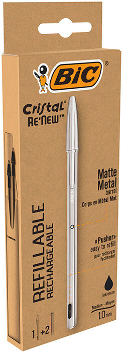 Bic Bolígrafo  Cristal Renew Metal Recarg+2 Rec Negro