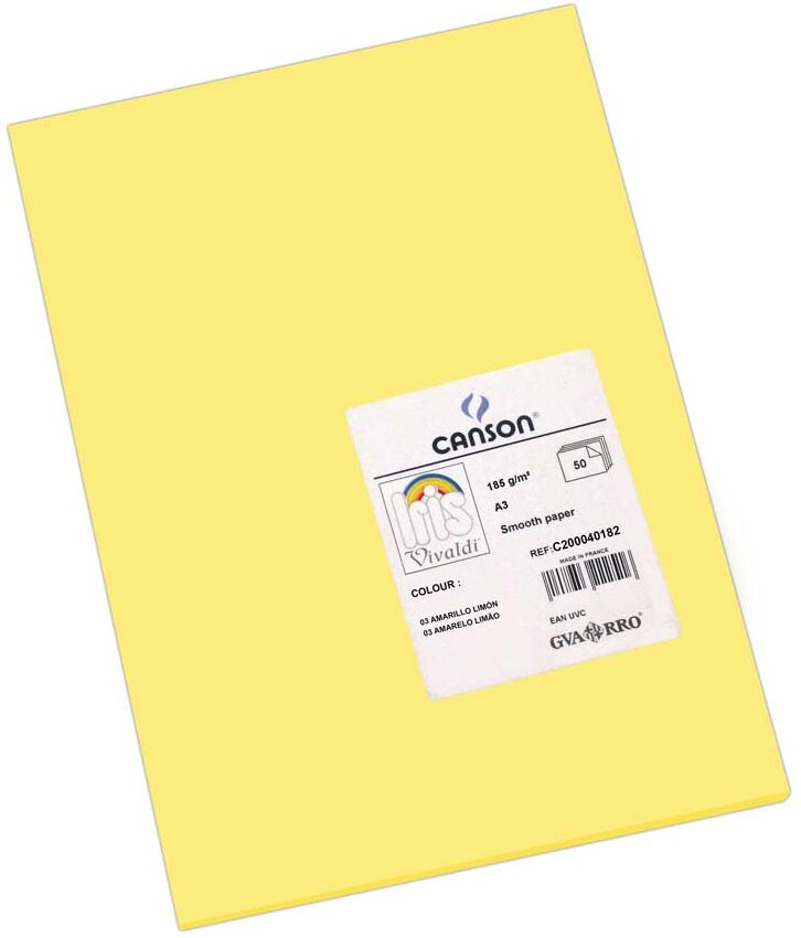 Canson Cartulina  Iris A3 185g amarillo limón 50u