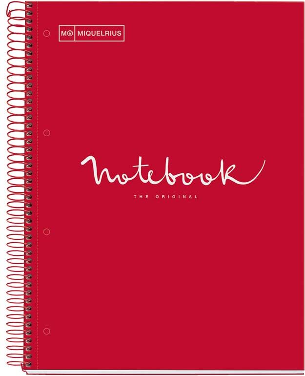 Miquelrius Notebook 5 A4 Tapa extrad. 120H Raya Mrius Emotions Rojo