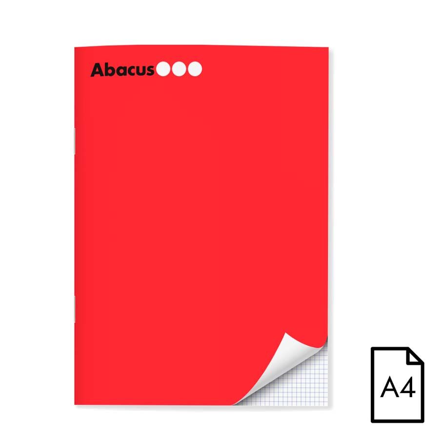 Abacus Libreta grapada  A4 48 hojas 4x4 rojo