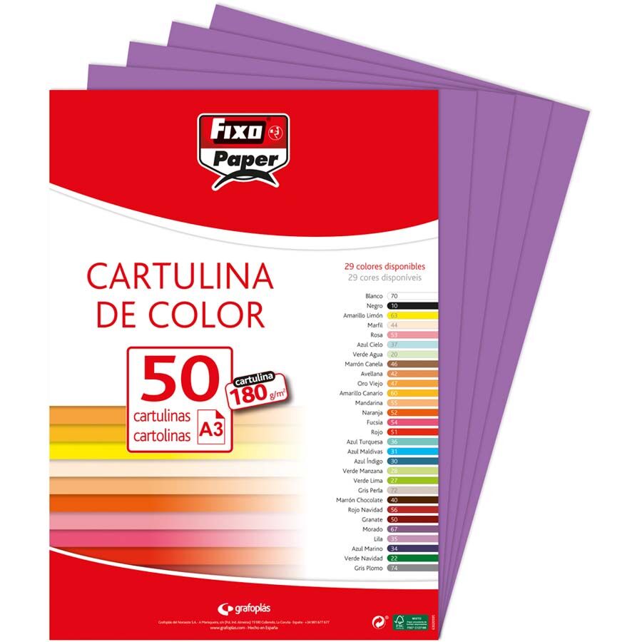 Fixo Cartulina A3 180g violeta 50u