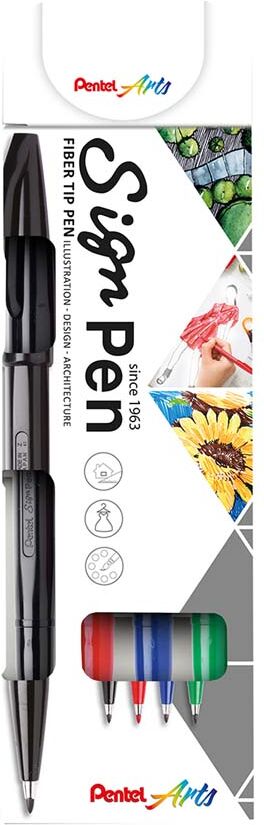 Pentel Rotuladores  Fibra 4 colores