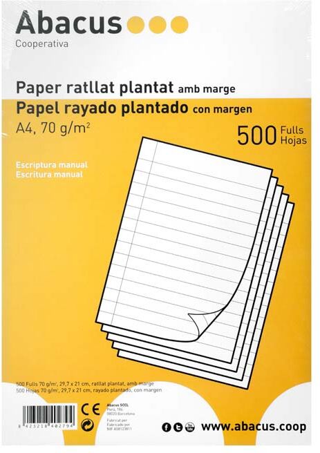 Abacus Papel impreso  A4 Pauta Plantada 500 hojas