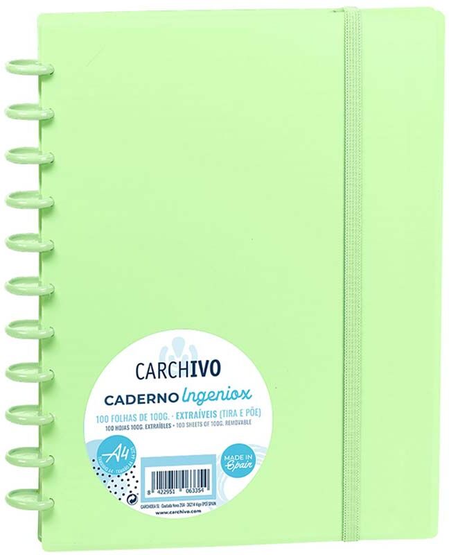 Carchivo Cuaderno Ingeniox A4 100 H Cuadríc Verde Pastel