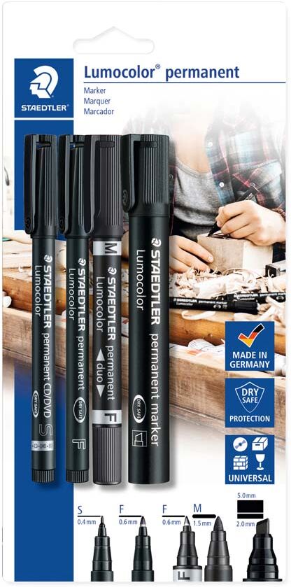 Staedtler Rotuladores permanentes  Lumocolor negro 4u