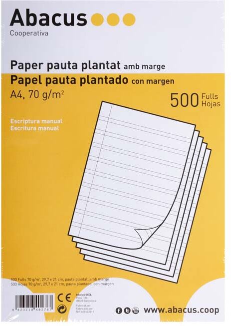 Abacus Papel impreso  A4 Pautado plantado 500 hojas