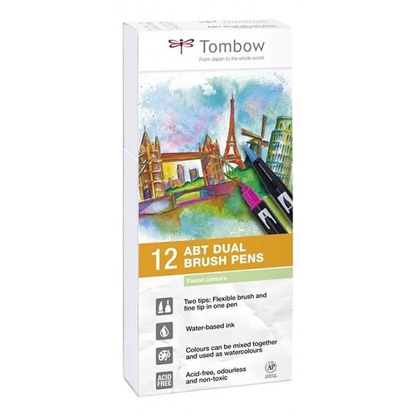 Tombow Rotuladores  Dual Brush pastel 12 colores