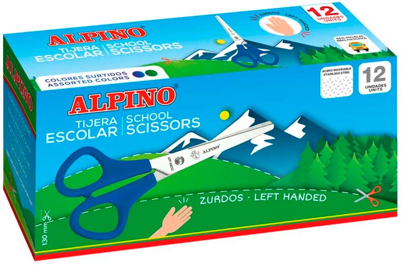 Alpino Tijeras escolares  13cm zurdos 12u