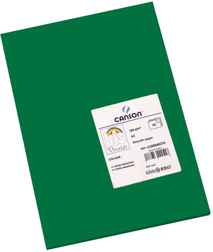 Canson Cartulina  Iris A3 185g verde Amazonas 50u