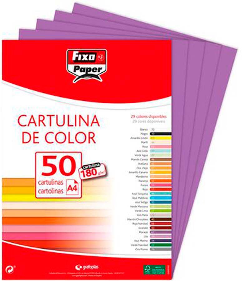 Fixo Cartulina  A4 180g morado 50u