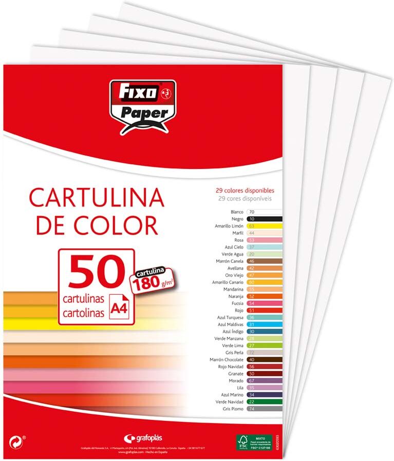 Fixo Cartulina  A4 180g blanco 50u