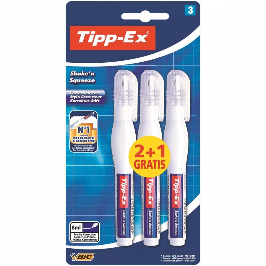 Bic Corrector Tipp-Ex Shake'n Squeeze 2+1u