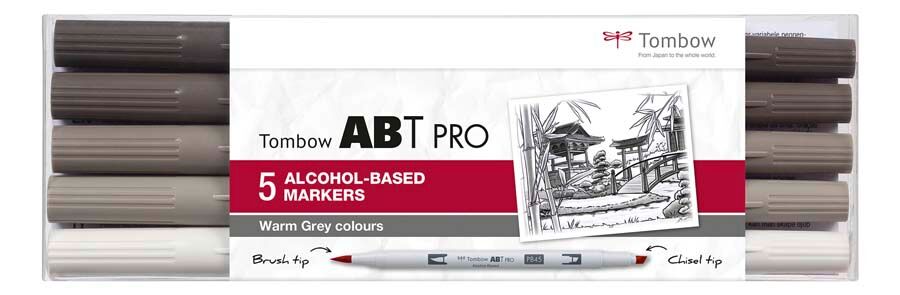 Tombow Rotulador  Abt Pro Dual Brush grises cálidos 5 colores