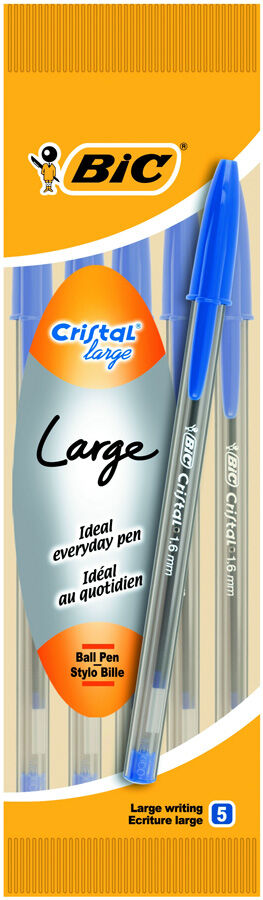 Bic Bolígrafo  Cristal Large azul 5u