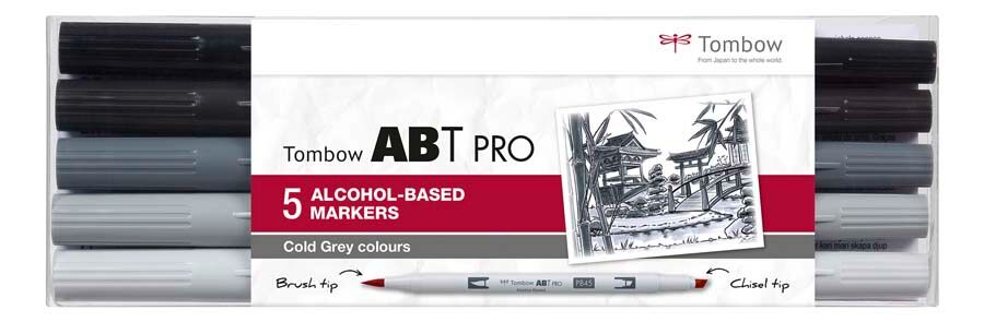 Tombow Rotulador  Abt Proh Dual Brush grises fríos 5 colores