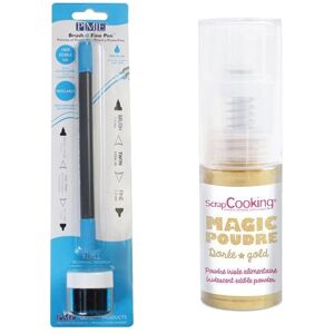 Stylo encre comestible avec recharge bleu des mers + Poudre irisee doree Youdoit