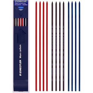 Mars Carbon Lead 12 x 2 mm HB Color Mix (Bleu 4ea + Rouge 4ea + Noir 4ea)