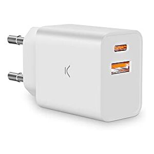 KSIX smart your tech Chargeur secteur Ksix, 20 W, charge ultra rapide, Power Delivery, Multiport USB-C et USB-A, Blanc - Publicité